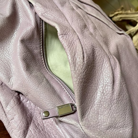 Elliott Lucca Purple Grained Leather Hobo Bag - Picture 10 of 12